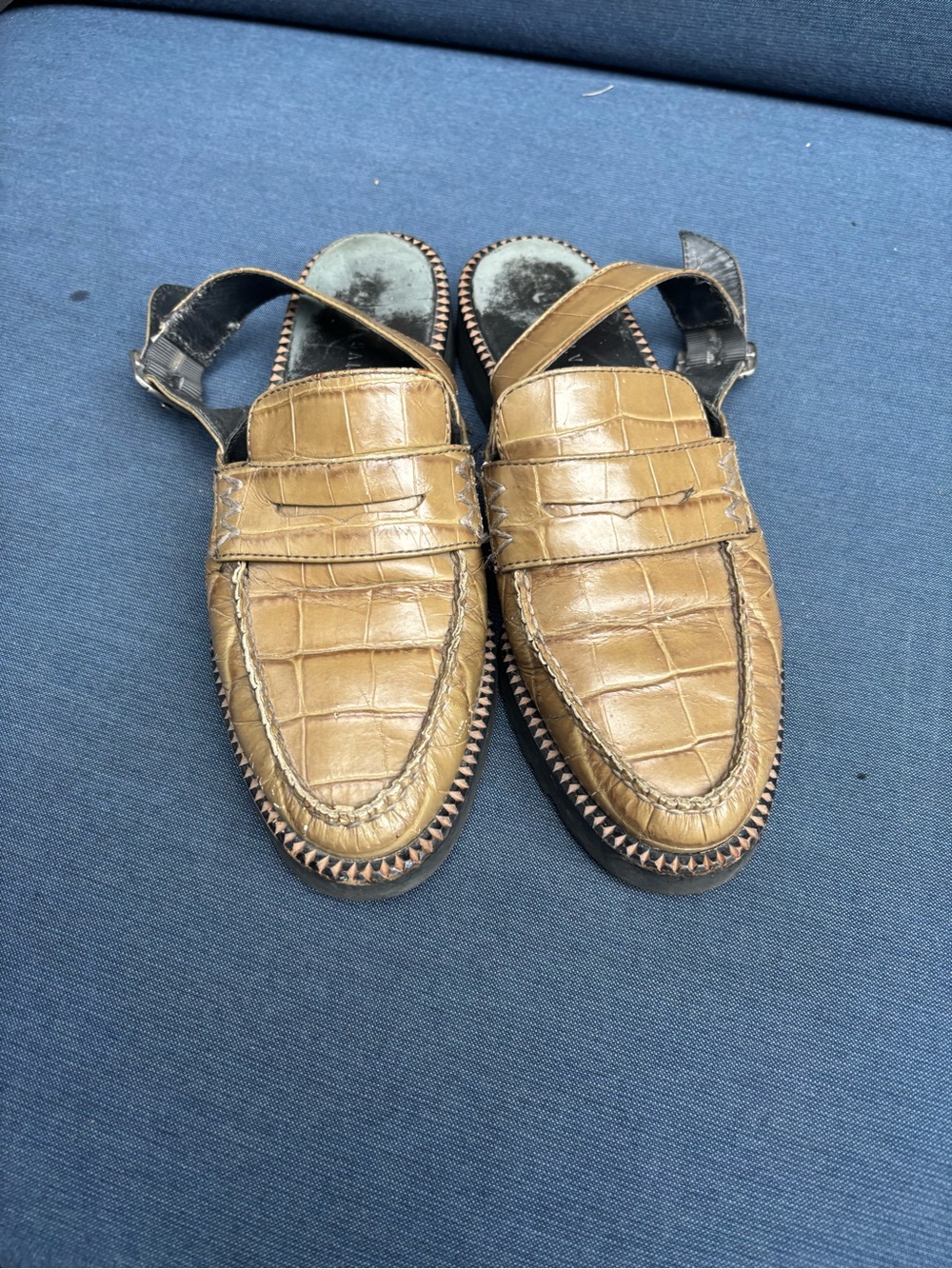 Women’s Brown Croc-Embossed Leather Penny Loafers